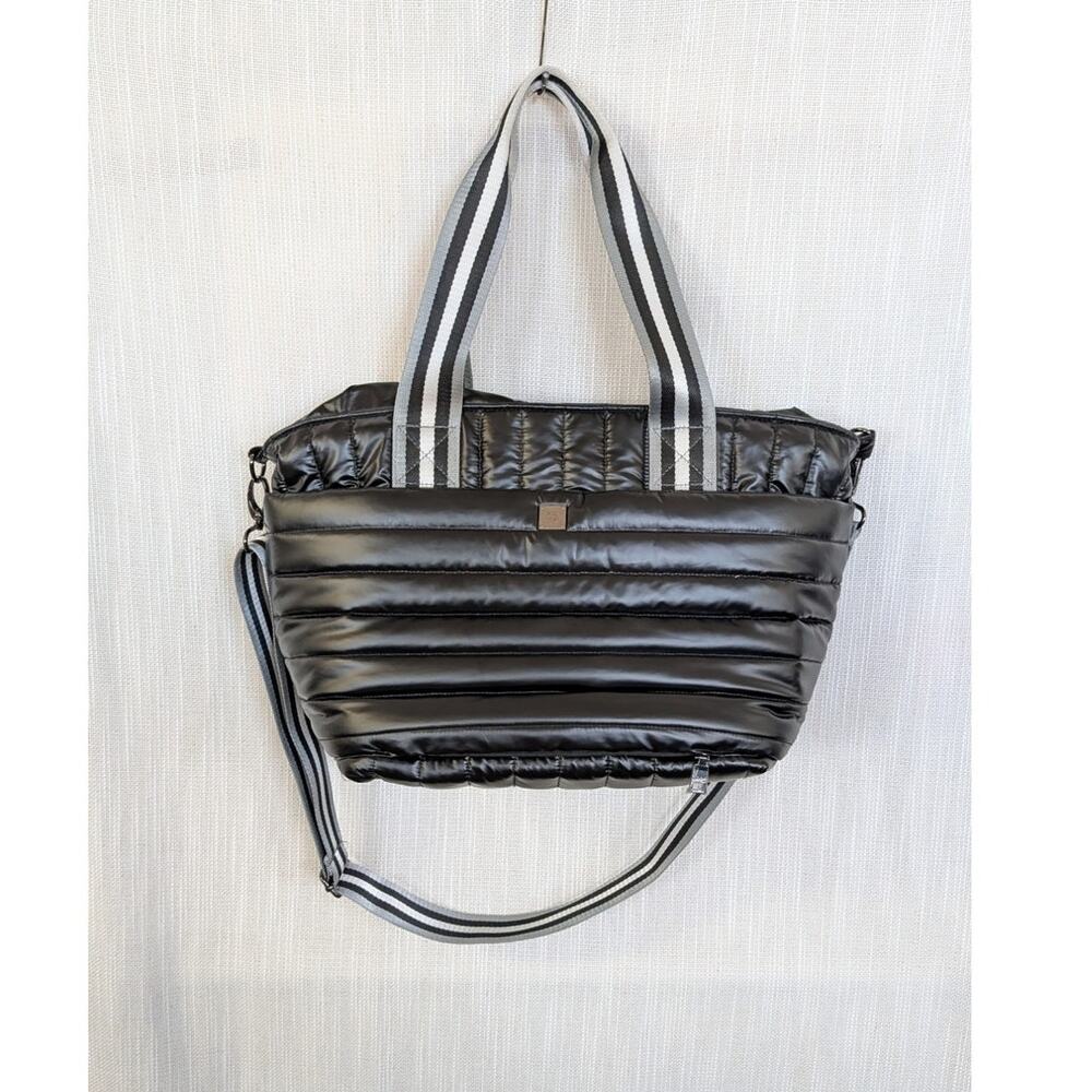 Think Royln Ace of the Court Quilted Puffer Pickleball Tote Bag Pearl Black